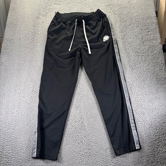 Vintage Nike Track Pants Mens XL Black Polyester Tapered Tear Away Basketball